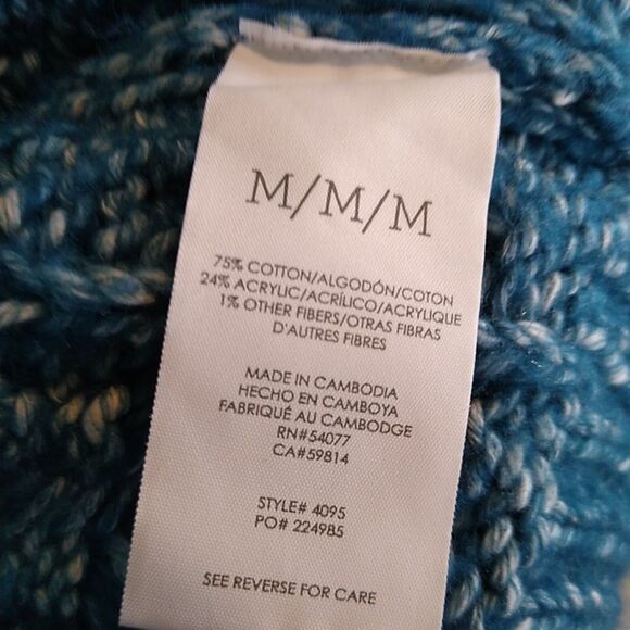 CABI Astral Chunky Cardigan Sweater Oversize Boxy Cable Knit Blue/White Marled M - Picture 10 of 12